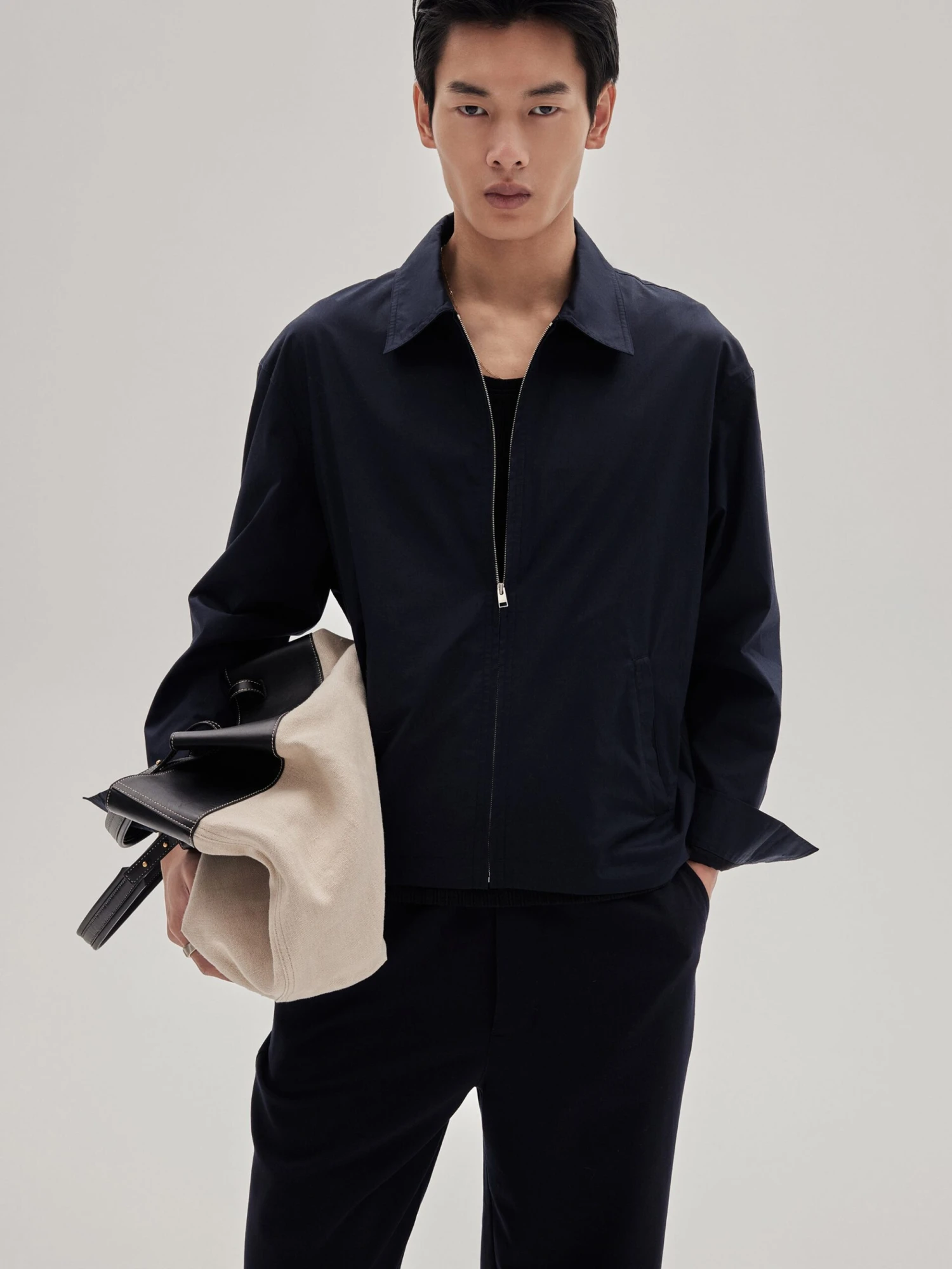 Poplin Cotton Jacket -- Dark Navy 2 Poplin Cotton Jacket -- Dark Navy - Image 2