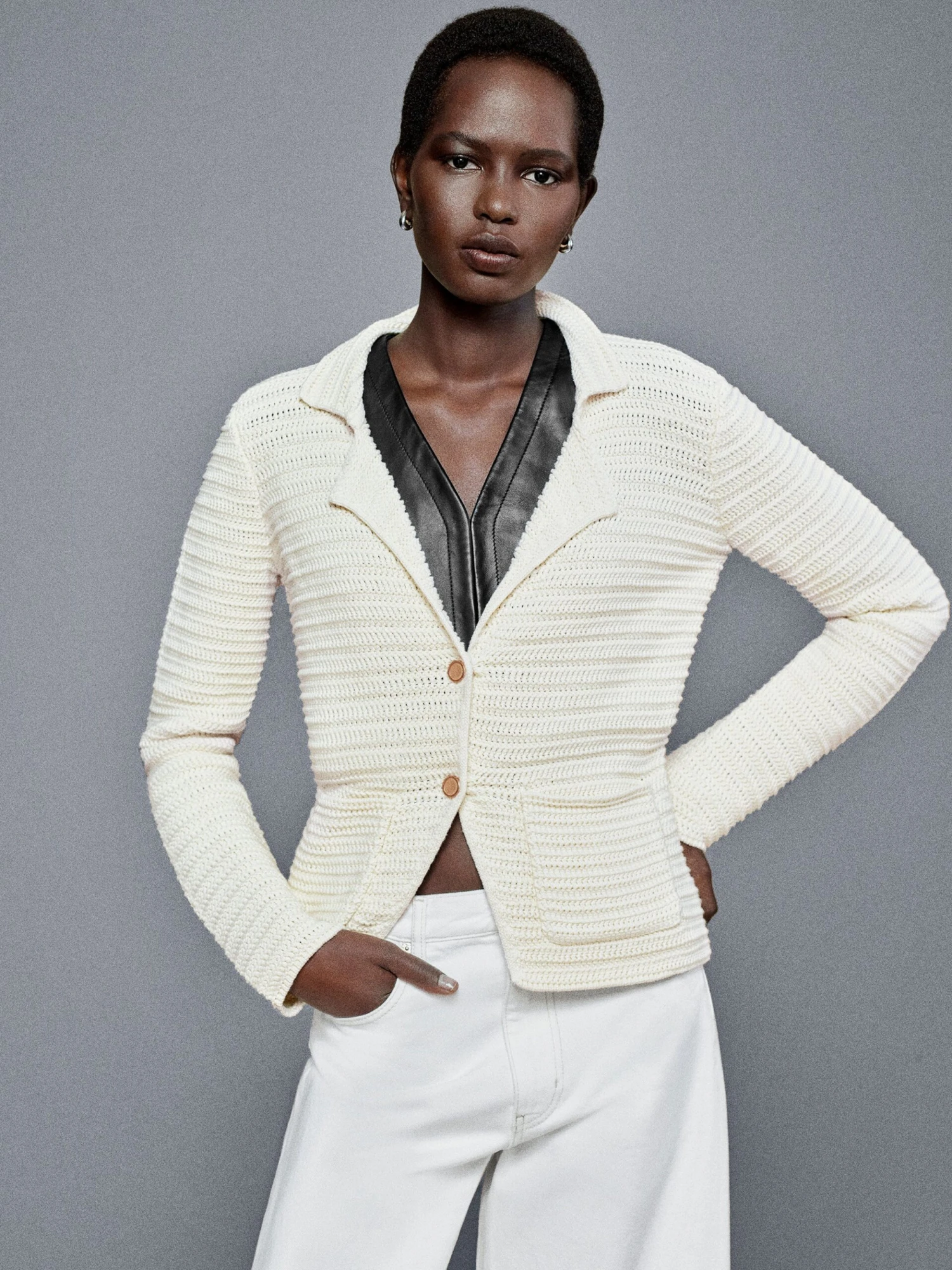 The Crochet Blazer -- Cream 2 The Crochet Blazer -- Cream - Image 2
