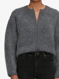 The Lofty Crochet Cardi -- Dark Heather Grey -Frame Fashion Shop 3000498 METO WP25KSW033 DKHG 9285