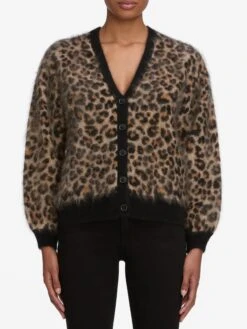 The Brushed Leopard Cardi -- Leopard 9 The Brushed Leopard Cardi -- Leopard -Frame Fashion Shop 3008498 BLK WP26KSW050 LEPD 7747