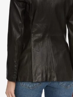 The Peak Lapel Leather Blazer -- Black -Frame Fashion Shop 3014889 NEBU WF25LBZ001 BLK 8969