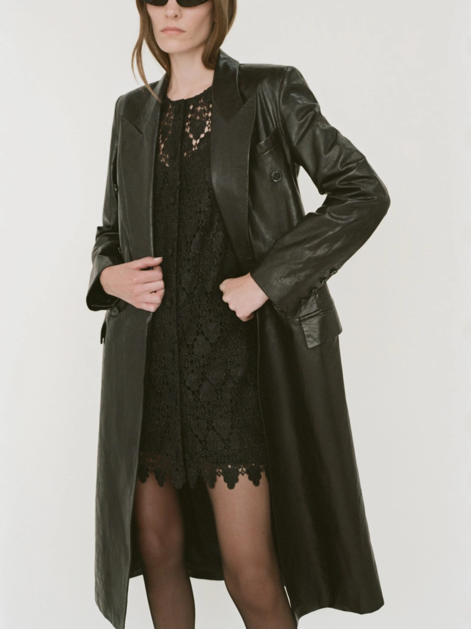 Tailored Leather Coat -- Black 2 Tailored Leather Coat -- Black - Image 2
