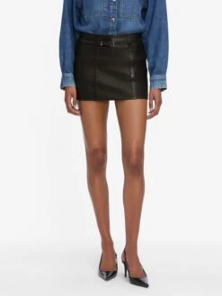 The Leather Belted Mini Skirt -- Black -Frame Fashion Shop 7016216 WAND WF25LSK002 BLK 4643
