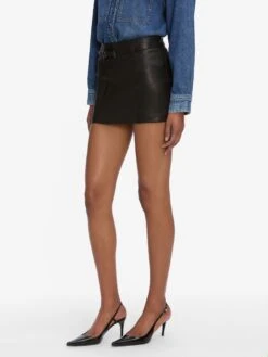 The Leather Belted Mini Skirt -- Black -Frame Fashion Shop 7016216 WAND WF25LSK002 BLK 4679 V2