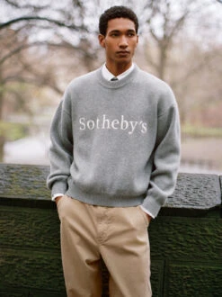 Sotheby's Unisex Cashmere Sweater -- Grey Melange -Frame Fashion Shop 81880 STH 045 14 RGB