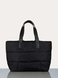 Nylon Quilted Plaque Tote -- Noir