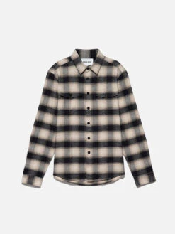 Plaid Flannel Shirt -- Noir / Light Beige