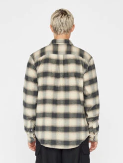 Plaid Flannel Shirt -- Noir / Light Beige -Frame Fashion Shop LMSH0393 NOIR LT BEIGE FRW22EC WOMENS MENS DAY 04 0018HR