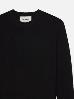 Cashmere Crewneck Sweater -- Noir -Frame Fashion Shop LMSW0088 NOIR DET1 V2
