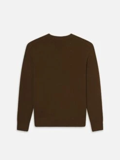 Cashmere Crewneck Sweater -- Dark Camel -Frame Fashion Shop LMSW0156 DACM B V3