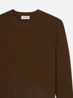 Cashmere Crewneck Sweater -- Dark Camel -Frame Fashion Shop LMSW0156 DACM DET V2