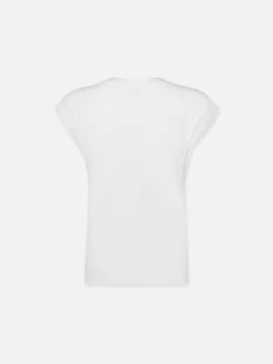 Le Mid Rise V Neck Tee -- Blanc -Frame Fashion Shop LWTS0826 BLAN BACK 0141
