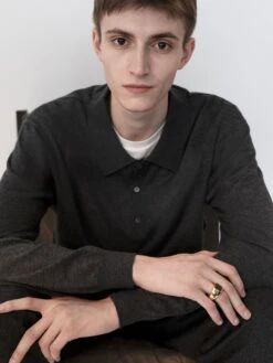 Superfine Polo Sweater -- Grey Melange -Frame Fashion Shop Look13 03