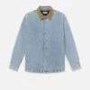 Suede Collar Denim Overshirt -- Esme