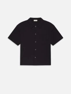 Light Pique Button Down Polo -- Dark Navy