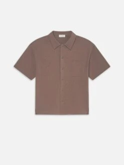 Light Pique Button Down Polo -- Mauve
