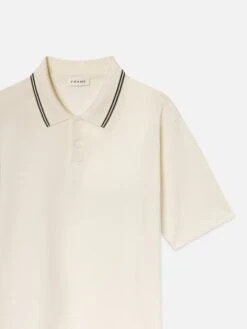 Light Pique Polo -- White Sand -Frame Fashion Shop ME25JTE002 WTSD DET