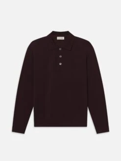 Long Sleeve Pique Polo -- Burgundy