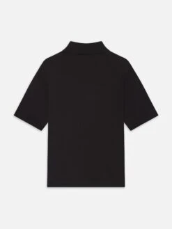 Cotton Silk Polo Sweater -- Black -Frame Fashion Shop ME25KSW004 BLK B