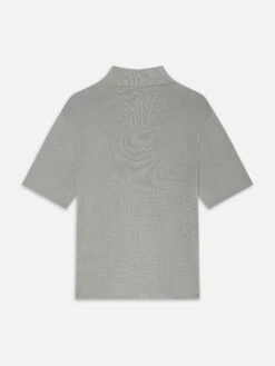 Cotton Silk Polo Sweater -- Grey Blue -Frame Fashion Shop ME25KSW004 GYBL B