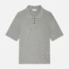 Cotton Silk Polo Sweater -- Grey Blue