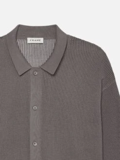 Open Knit Cardigan -- Cloud Grey -Frame Fashion Shop ME25KSW007 CLGY DET