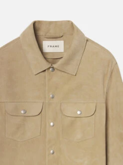 Suede Trucker Jacket -- Oxford Beige -Frame Fashion Shop ME25LJA006 OXBE DET