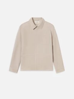 Suede Overshirt -- Stone Beige