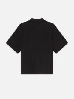 Crochet Short Sleeve Shirt -- Black 9 Crochet Short Sleeve Shirt -- Black -Frame Fashion Shop ME25WSH001 BLK B V2