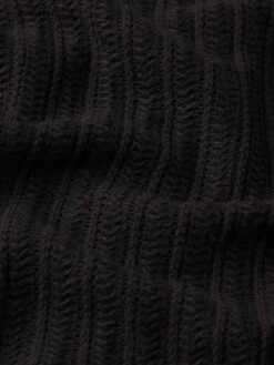 Crochet Short Sleeve Shirt -- Black 7 Crochet Short Sleeve Shirt -- Black -Frame Fashion Shop ME25WSH001 BLK FABRICDETAIL1