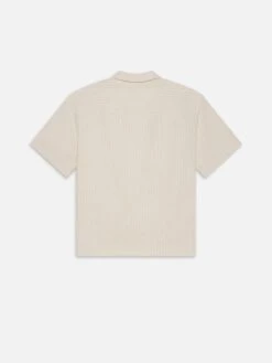 Jacquard Cotton Short Sleeve Shirt -- White Sand -Frame Fashion Shop ME25WSH008 WTSD Bcopy