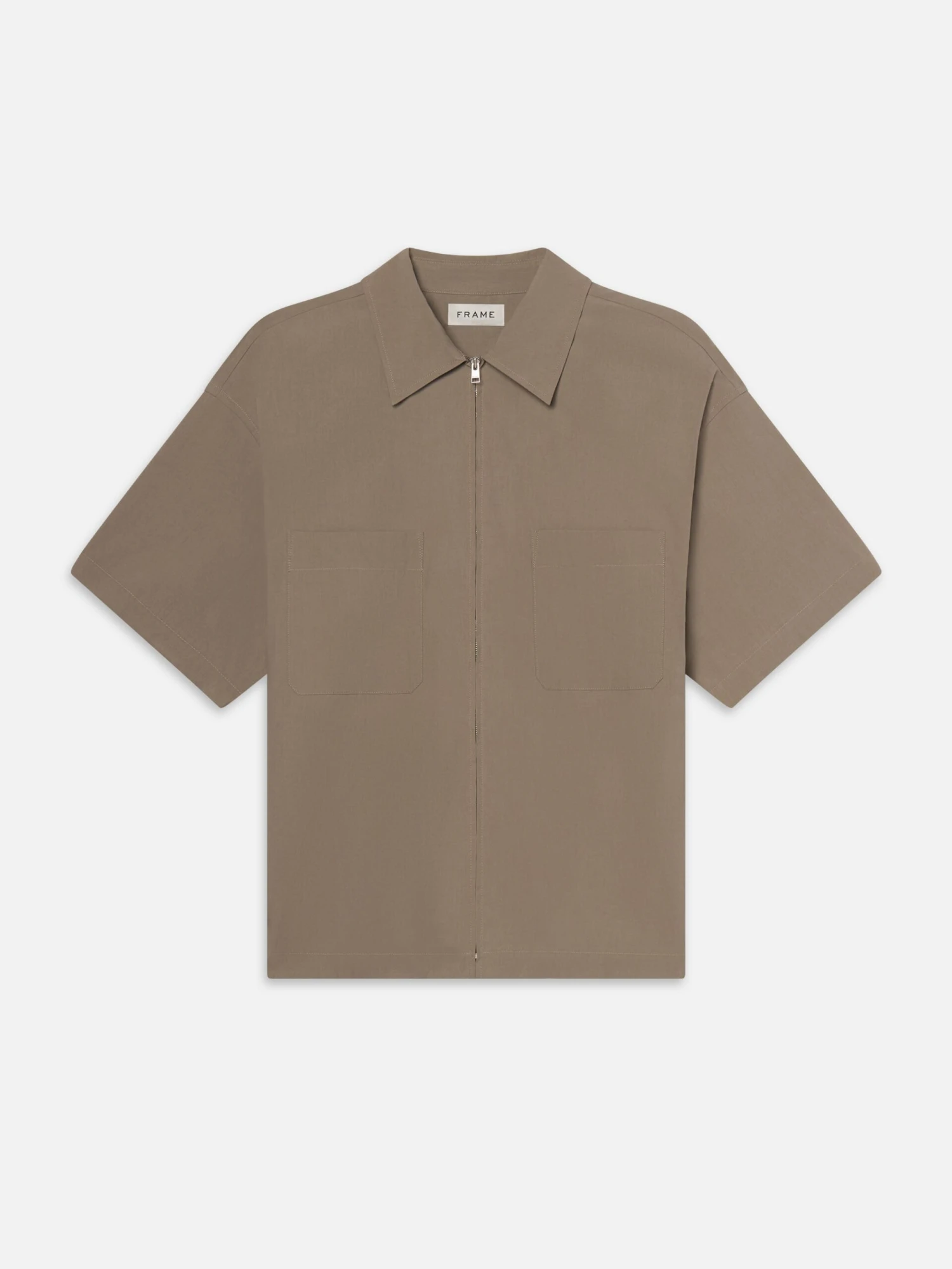 Light Poplin Zip Shirt -- Smoky Mocha 1 Light Poplin Zip Shirt -- Smoky Mocha