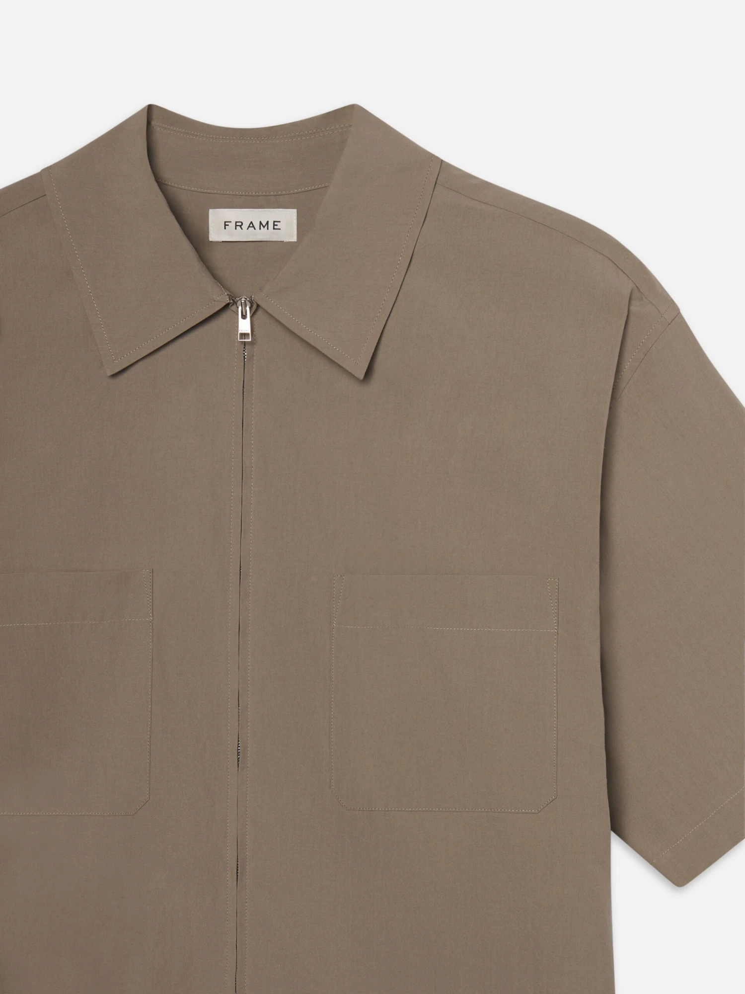 Light Poplin Zip Shirt -- Smoky Mocha 2 Light Poplin Zip Shirt -- Smoky Mocha - Image 2