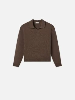 Silk Blend Polo Sweater -- Soft Mocha