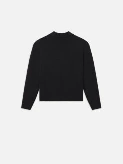 Silk Blend Polo Sweater -- Black -Frame Fashion Shop MF24KSW011 BLK B