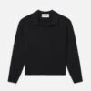 Silk Blend Polo Sweater -- Black