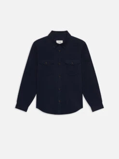 Double Pocket Wool Blend Shirt -- Dark Navy