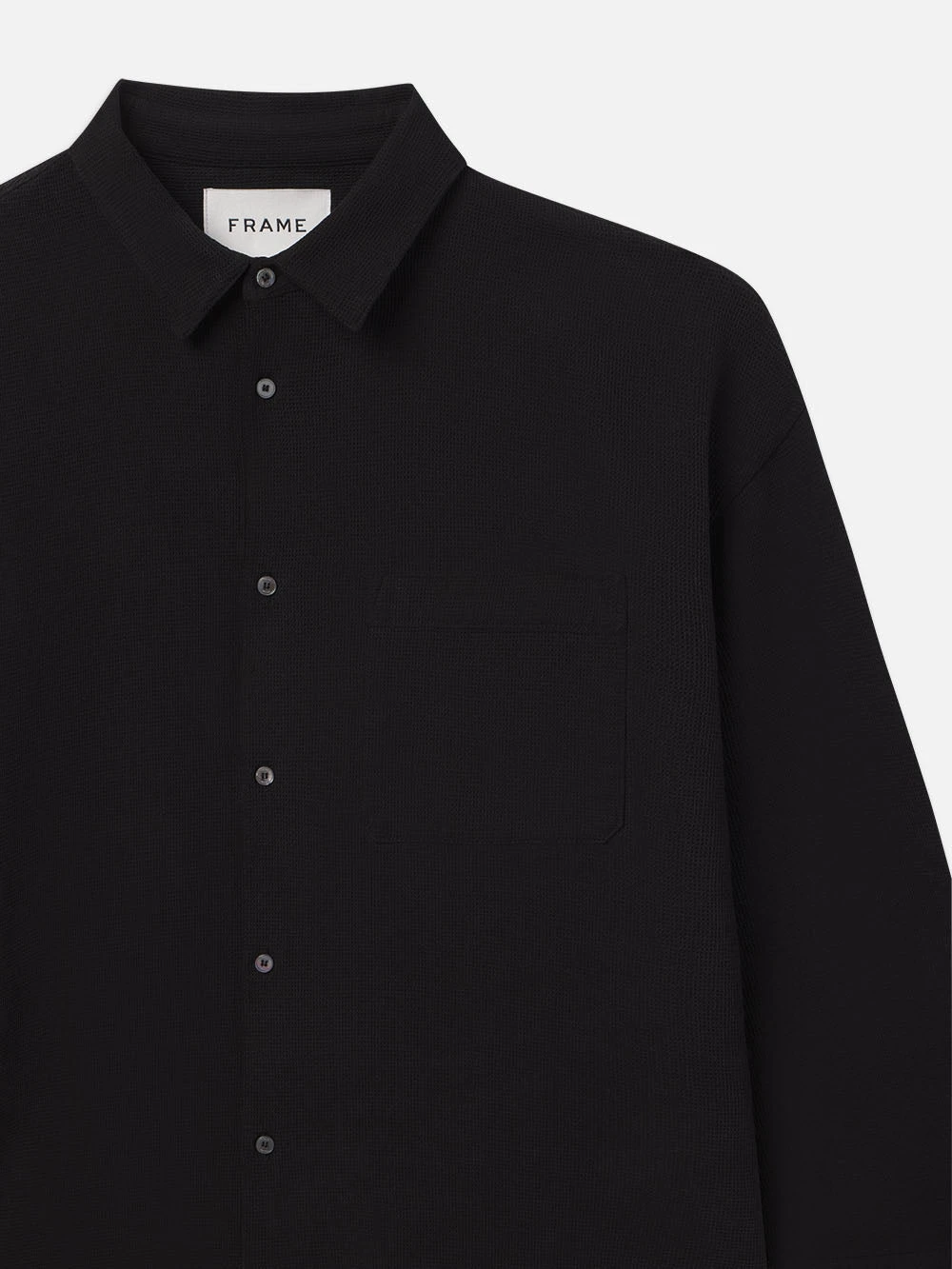 Waffle Textured Shirt -- Black 2 Waffle Textured Shirt -- Black - Image 2