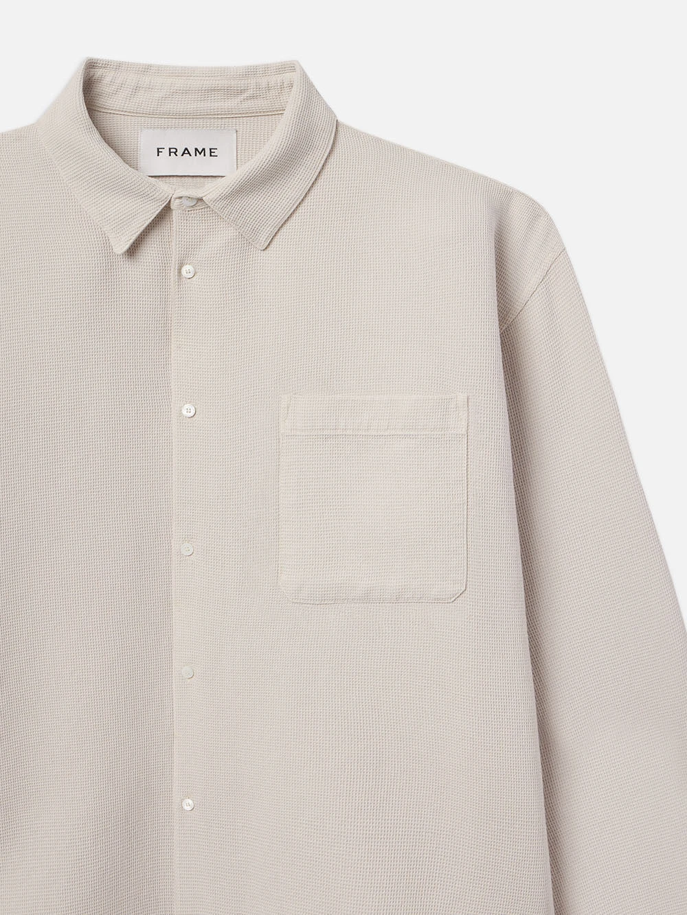Waffle Textured Shirt -- Off White 2 Waffle Textured Shirt -- Off White - Image 2