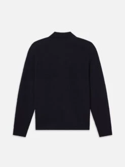 Textured Wool Cashmere Sweater -- Dark Navy -Frame Fashion Shop MF25KSW021 DKNV B