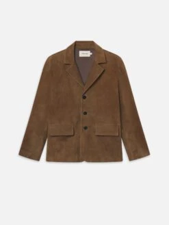 Suede Blazer -- Caramel