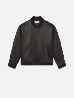 Leather Bomber -- Black