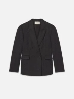 Pinstripe Wool Blazer -- Dark Grey