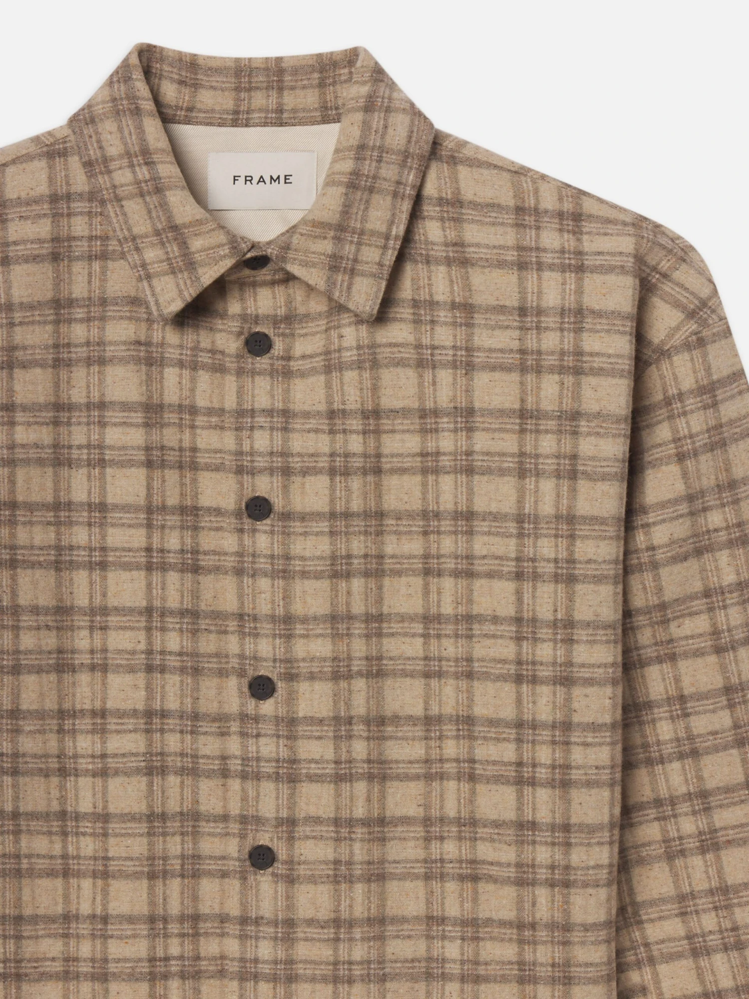 Woolen Plaid Overshirt -- Beige Multi 2 Woolen Plaid Overshirt -- Beige Multi - Image 2