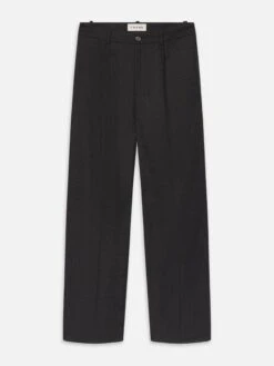 Pinstripe Wide Leg Trousers -- Dark Grey