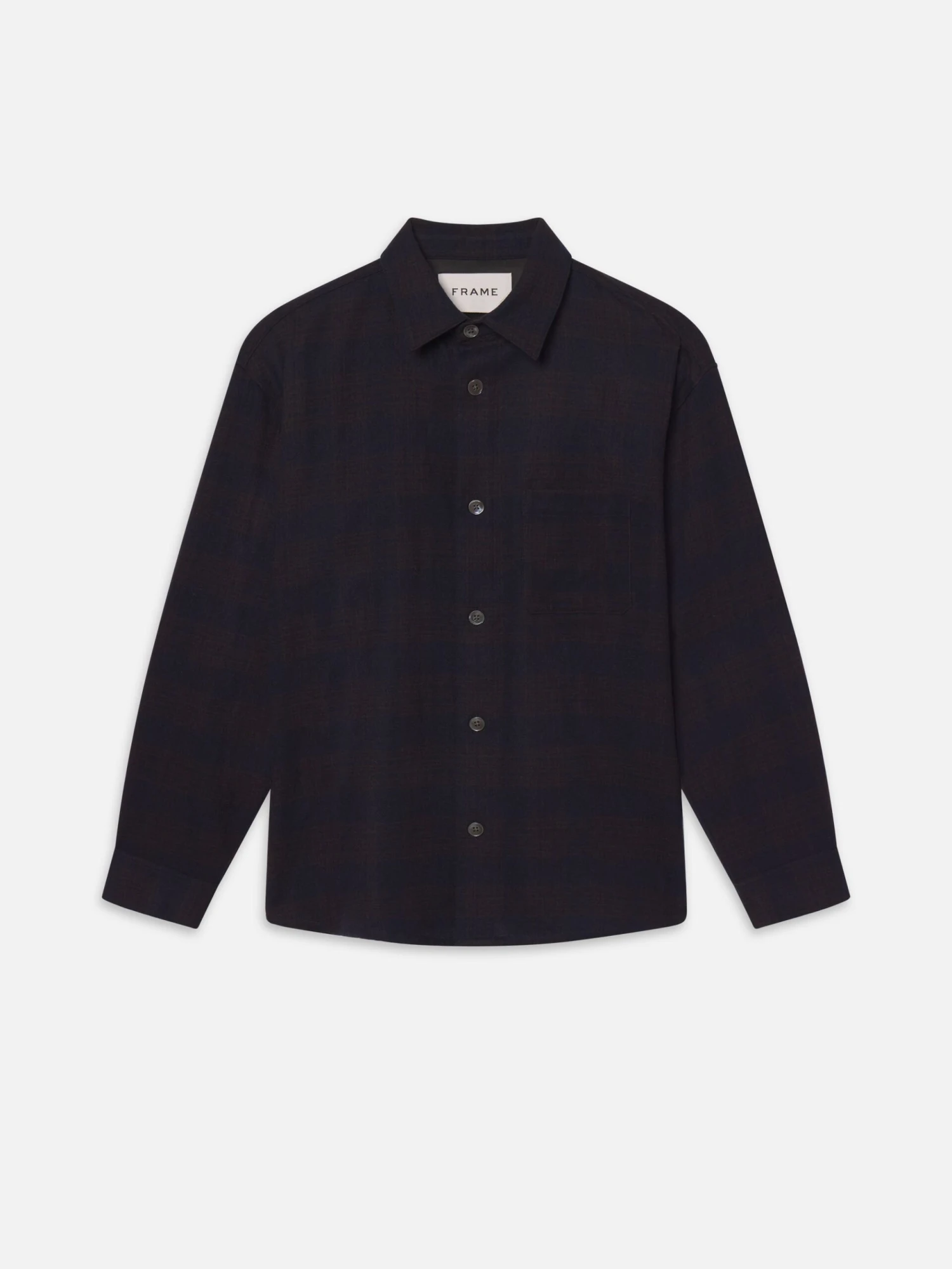 Wool Blend Plaid Shirt -- Navy Multi 1 Wool Blend Plaid Shirt -- Navy Multi