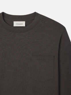 Long Sleeve Woolen Tee -- Taupe -Frame Fashion Shop MP25JTE001 TAUP DET