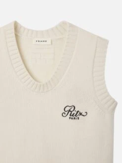 Ritz Men's Cashmere Sweater Vest -- Cream -Frame Fashion Shop MP25KSW026 CREA DET V2