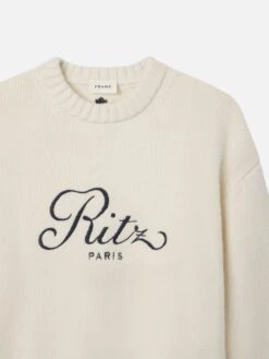 Ritz Unisex Cashmere Sweater -- Cream -Frame Fashion Shop MP25KSW030 CREA DET