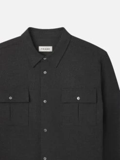 Classic Flannel Shirt -- Grey Melange -Frame Fashion Shop MP25WSH006 GRYM DET